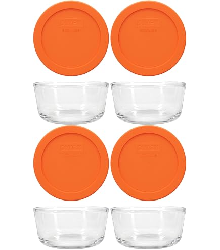 Amazon.com: Pyrex 7200 2-Cup Glass Bowls & 7200-PC Sangria Red Lids  (4-Pack) - Made in USA: Home & Kitchen