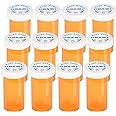 Plastic Medicine Pill Bottles with Child Resistant Caps - Push Down and Turn - Prescription Vial, Medicine Container, Pill Cases Dispenser Organizers (12pcs, 13 Dram)
