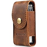 ROCKTOL Multitool Sheath, Premium Leather Snap Sheath for Belt, Multi-Tool Knife Sheath Pouch Holster Fits 4.2" Multitools for EDC, Camping, Hiking Outdoor