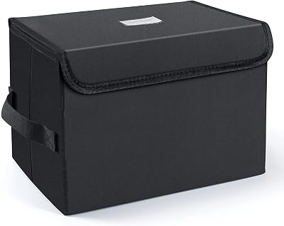 UENTIP 7 inch Vinyl Record Storage Box Black Stackable Collapsible Holds 60