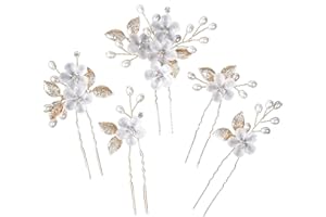 5Pcs Wedding Hair Clip, Elegant Pearl Bridal Hair Pins U Shaped Floral Hair Pins for Women Flowers Wedding Hair Accessories P