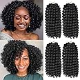 GetMaige 12inch Jamaican Bounce Crochet Hair For Black Women 4packs 72 Roots Natural Black Jumpy Wand Curls Crochet Hair Short Pre Looped Curly Crochet Hair (12inch (pack of 4), 1B)