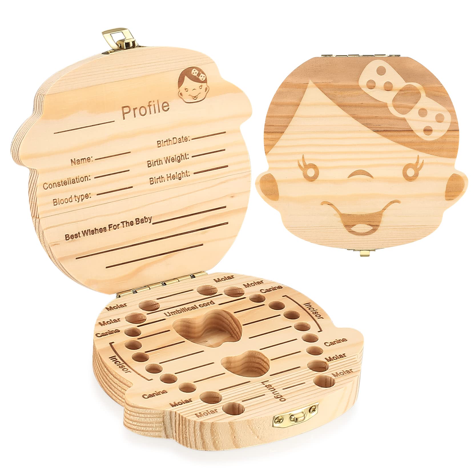 wugongshan Wooden Tooth Box, Milk Tooth Box for Girls, Milk Tooth Box, Tooth Box, Storage Box, Tooth Box for Storage for Baby Teeth, Souvenir Box