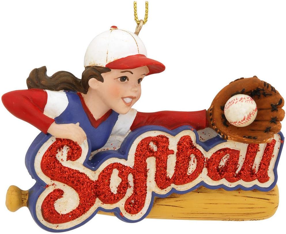 girl softball player christmas ornament