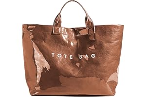URAWOW Paper Tote Bags with PVC Surface for Women Top-handle Bag Vintage Clear Purses Handbag Satchel