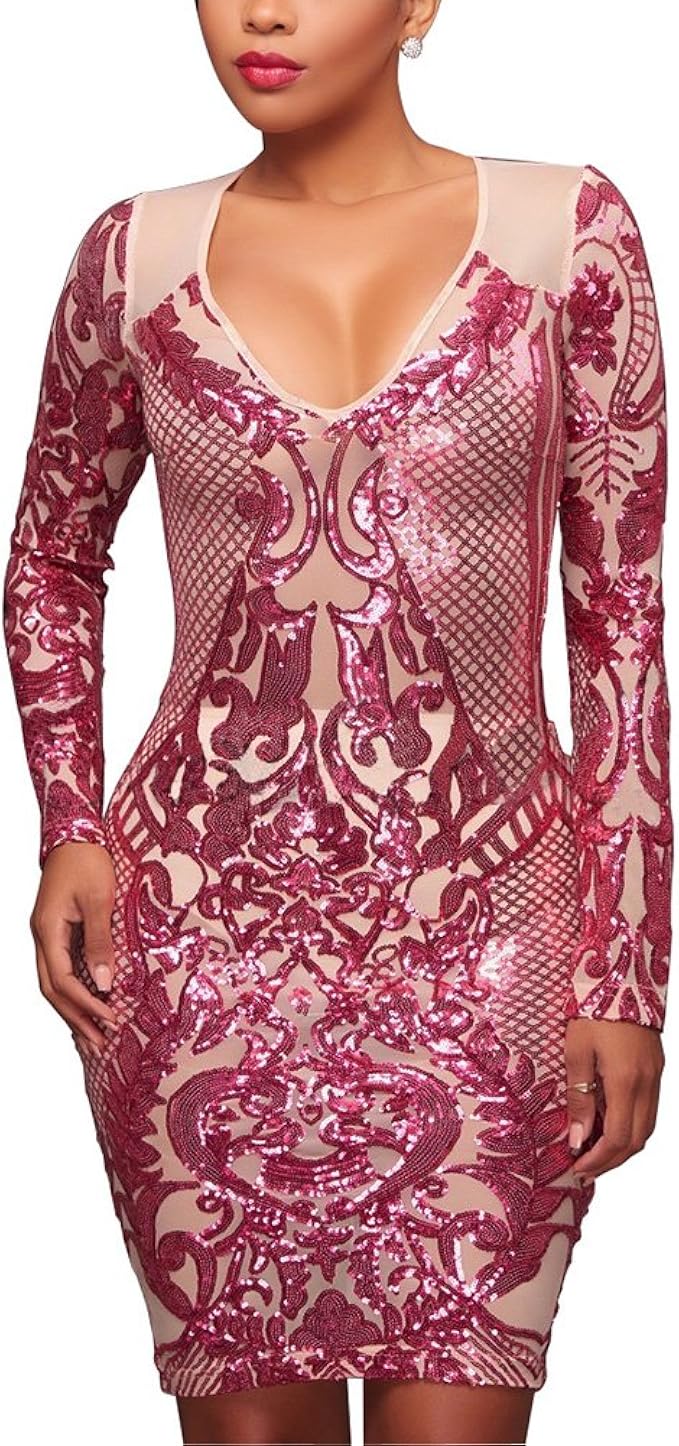 high neck sequin bodycon dress