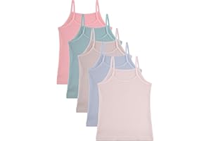 Donella Girls Camisole Undershirts - Toddler Girls Cotton Ribbed Cami 5 Pack