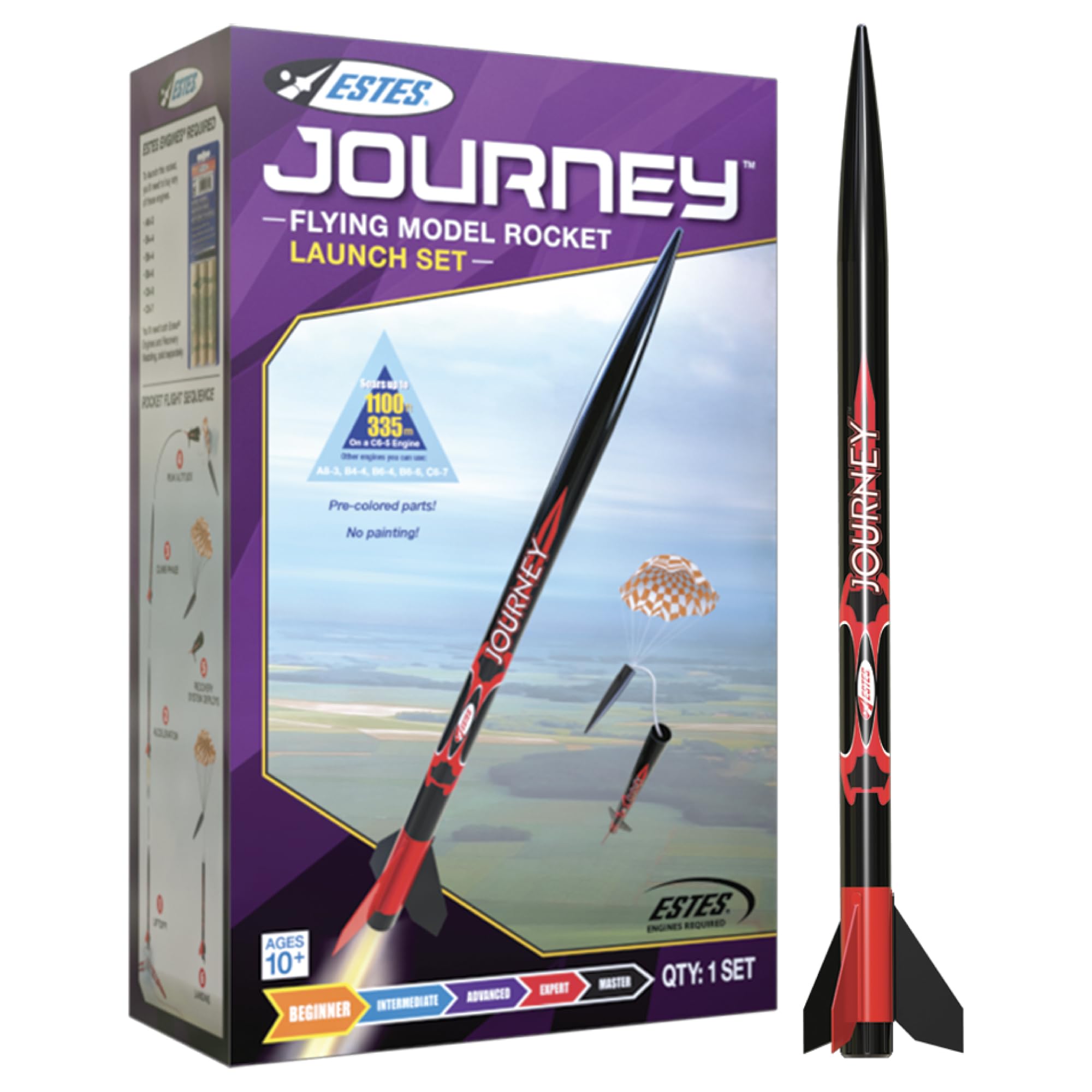 Estes 1441 Journey Launch Set, Beginner Rocket Model Kit for Ages 10+, Includes Launch Pad, Controller, and Parachute