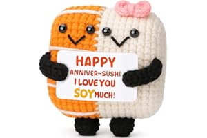 AVBODA Mini Happy Anniversary Love Gift for Women Men Couples Boyfriend Girlfriend I Love You Handmade Crochet Sushi for Dating Engagement Wedding Anniversary for Him Her Husband Wife
