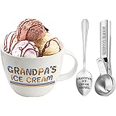 Fathers Day Grandpa Gifts, Grandpa Gift from Granddaughter, Grandpa's Ice Cream Bowl Scoop Shovel Spoon Set, Christmas Birthday Father's Day from Grandkids
