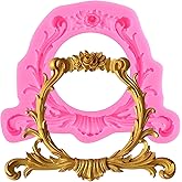 XMOLDNMS Photo Frame Fondant Mold Picture Frames Silicone Mold Vintage Frame Molds Baroque Style Silicone Molds For Cake Decoration Cupcake Topper Chocolate Candy Polymer Clay Gum Paste