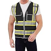 SRsafety High Visibility 9 pockets Reflective Safety Vest,Hi Vis Reflective Construction Work Vest for Men Women ANSI/ISEA