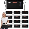 DUSKCOVE 12 Pack Server Aprons with 3 Pockets - Waitress Half Aprons for Women Men Water Resistant with Long Waist Strap