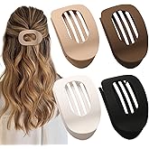 Nicboee 4 Pieces Flat Round Claw Hair Clips for Women Girls Strong Hold French Style for Thick Thin Hair with Curved Design C