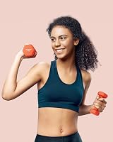 SONGMICS Dumbbells Set of 2 1 kg Hexagon Neoprene Coated Papaya Orange SYL902O01 view 2