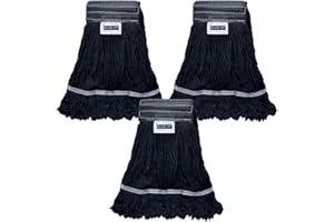 KLHB-YF Heavy Duty Wet Industrial Cleaning Mop Head – 21 oz Black mop Head Replacement Cotton Washable Industrial mop Heads Heavy Duty for Commercial & Home Cleaning（Balck）
