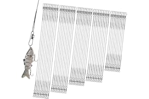 Realure 50Pcs Stainless Steel Fishing Leaders with Swivels Snap Connect Kit High Strength Fish Line Wire Leaders for Fishing Saltwater 4/6/8/10/12inch Fishing Wire Leader Line for Lure Bait Rig Hooks