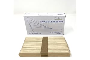 P&P MEDICAL SURGICAL Tongue Depressors Non Sterile Non Splinter Chemical Free Wooden 6 inch High Grade Natural Birch Box of 100