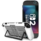 BOVKE Protective Case for Nintendo Switch 2 2025, TPU Soft Grip Cover + Hard PC Case with Ergonomic Design, Shock-Absorption &amp; Anti-Scratch Compatible with Nintendo Switch 2 Console and JoyCon, White