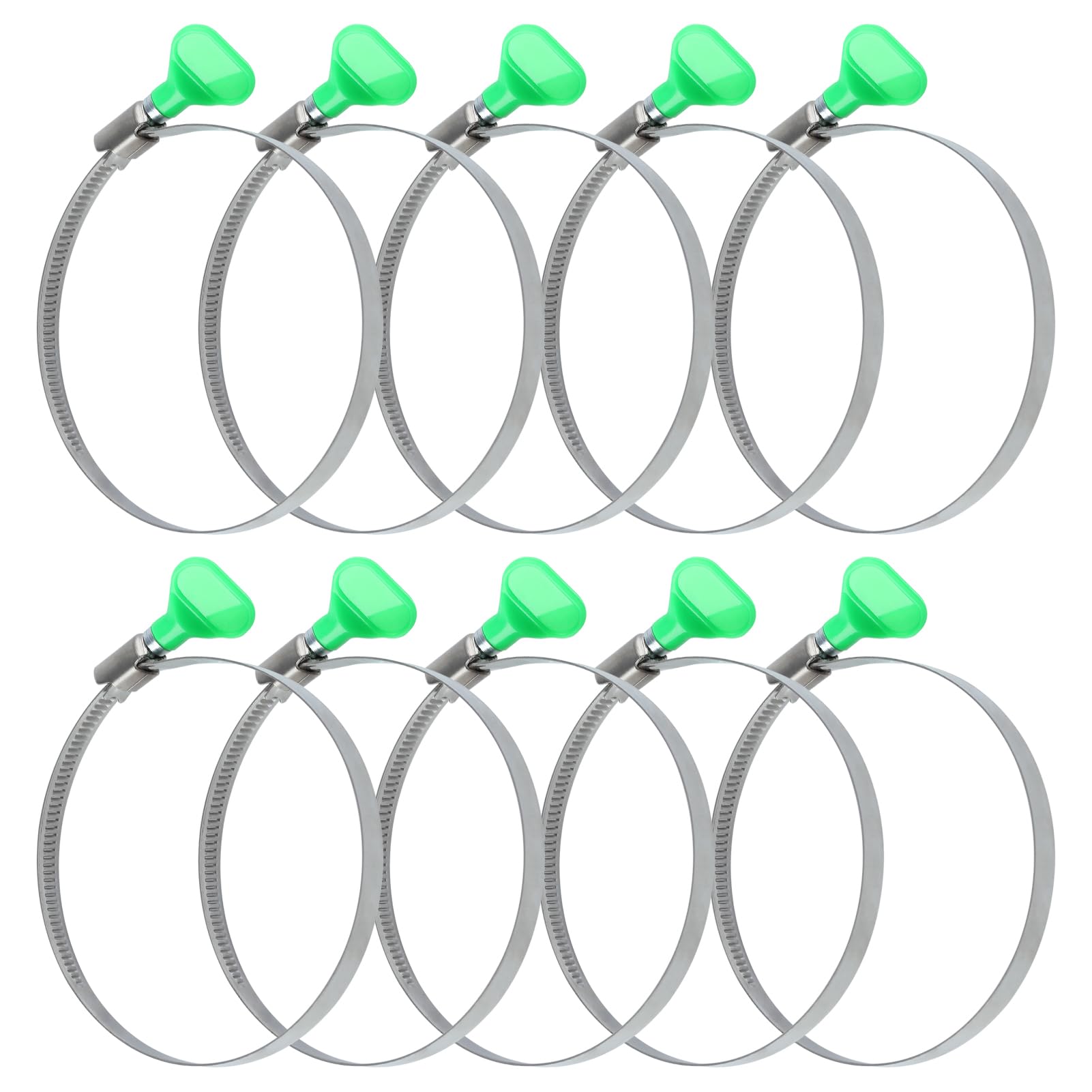 LEONTOOL Adjustable Key Hose Clamps, 4 Inch Hose Clamp 10 Pack, 304 Stainless Steel Thumb Screw Clamps, Dryer Hose Clamp Pipe Clamp, Worm Gear Clamps for Dust Collection, Dust Collector, RV Clamp