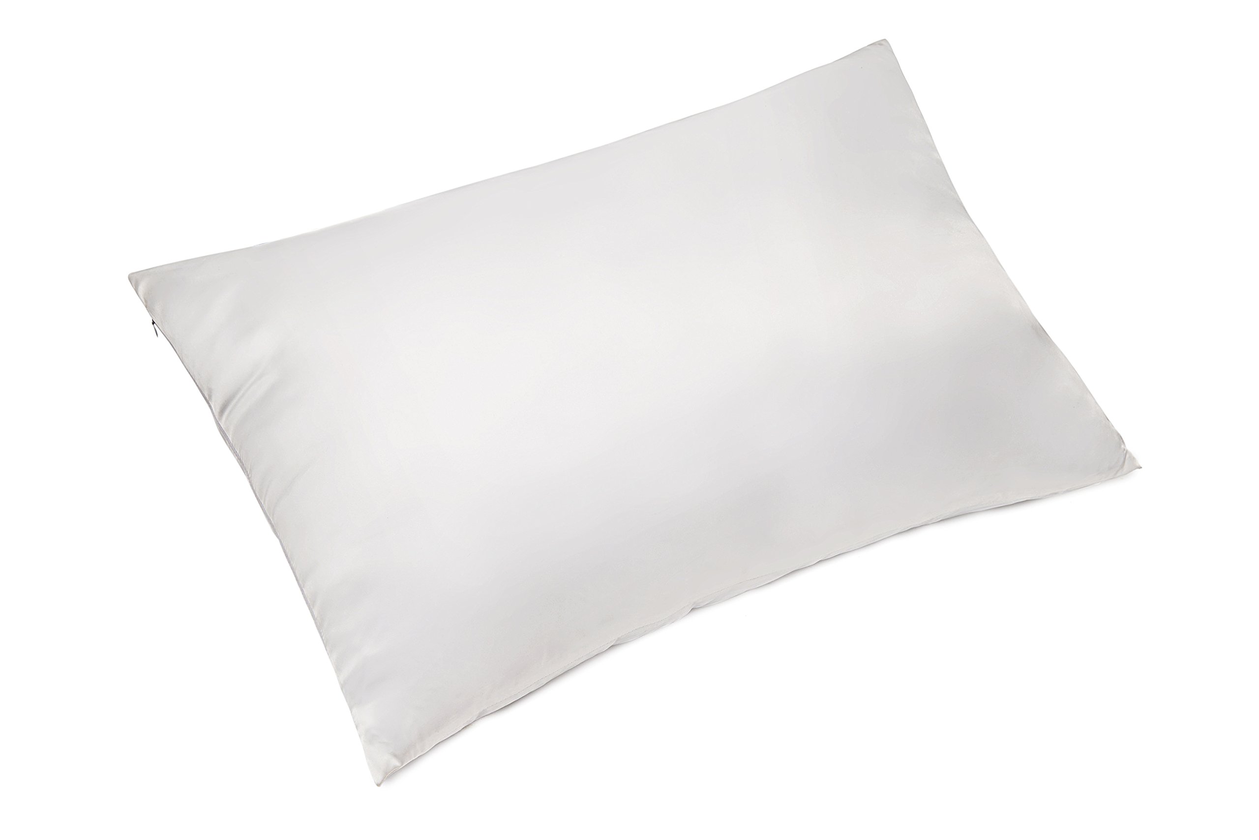 FabricMCC Silk Pillowcase, Hypoallergenic Queen Size Pillow Case with Zipper, Satin Pillowcases for Curly Hair & Dry Skin, Set of 2 (white)