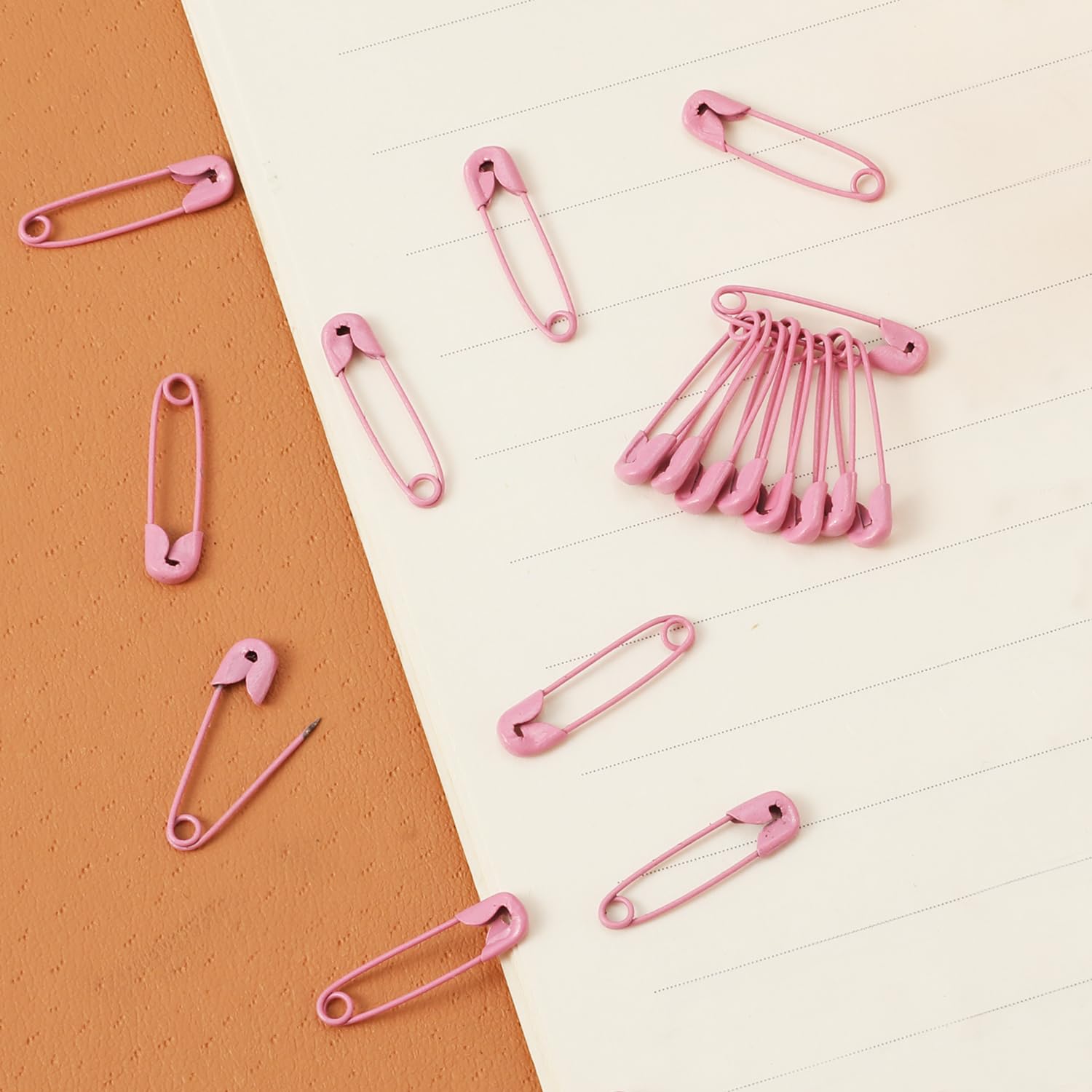 250pcs Safety Pins, 1.1in/28mm Mini Sewing Safety Pins Small Metal Nickel Plated Steel Safety Pins for Clothing Sewing Handicrafts Jewelry Making (Pink)