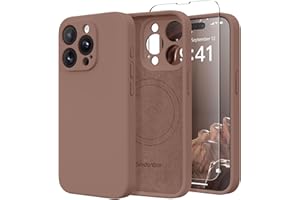 SuydanBox Magnetic for iPhone 13 Pro Max Case, Compatible with MagSafe, [Full Camera Protection][2 Screen Protectors] Silicone Shockproof Protective Phone Case for iPhone 13 Pro Max 6.7", Brown
