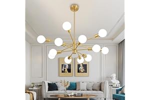 Deyidn Sputnik Chandelier Modern Gold Chandeliers 12-Light Mid Century Ceiling Lighting Fixture for Living Room, Kitchen, Bedroom, Dining Room, and Farmhouse