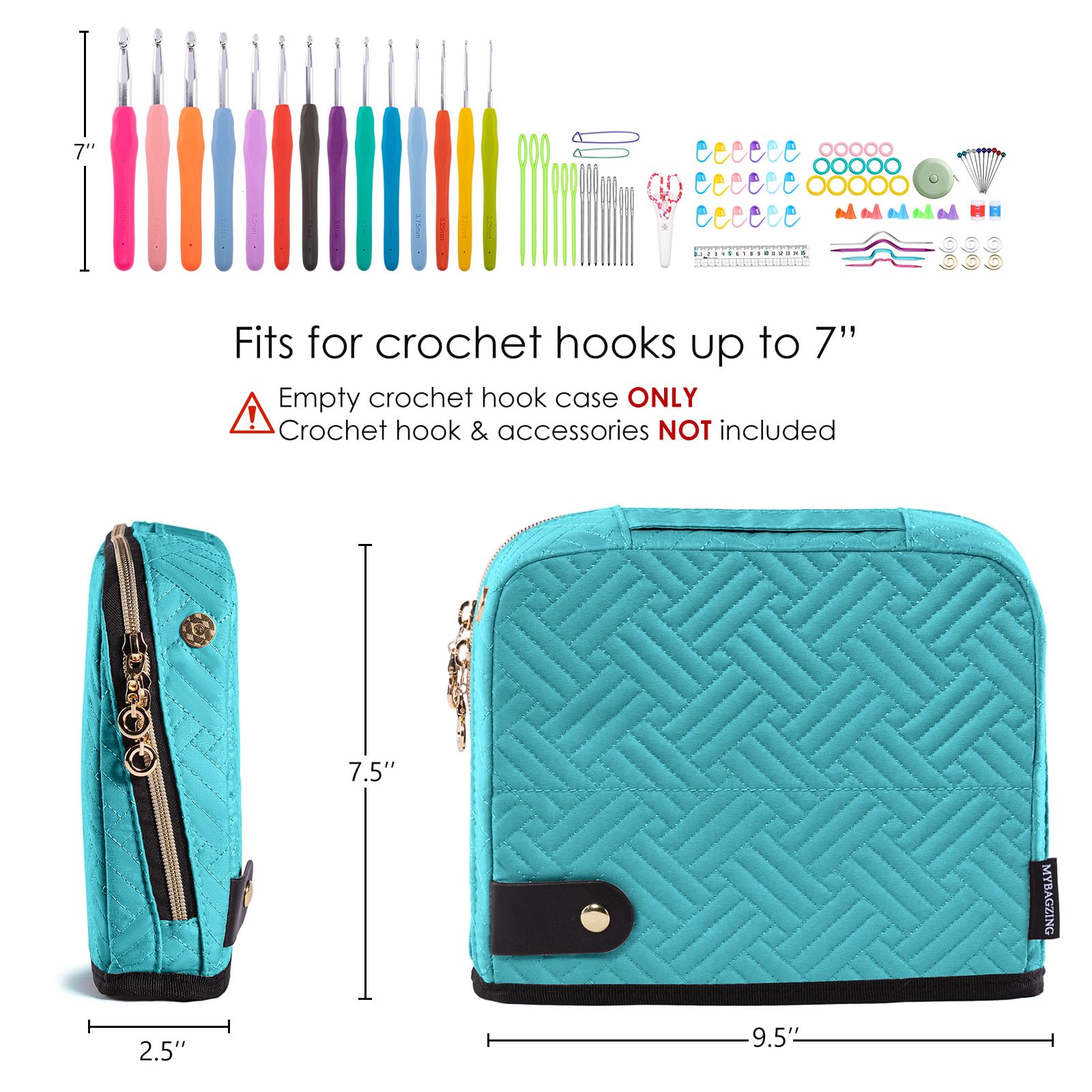 MYBAGZING Empty Crochet Hook Case - Crochet Hook Organizer Case Stand Up (Upgraded) -Corchet Organizer - Crochet Hook Holder for Knitting & Crochet Supplies, Crochet Needles, Crochet Accessories