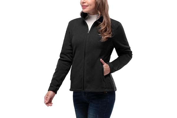 33,000ft Women's Zip Up Fleece Jacket, Long Sleeve Warm Soft Polar Lightweight Coat with Pockets for Winter