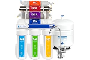 Express Water Reverse Osmosis Alkaline Ultraviolet Water Filtration System – 100 GPD (Deluxe Chrome Faucet)