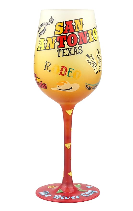 Top Shelf Multicolored San Antonio Texas Frosted Wine