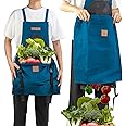 Berry&Bird Harvest Apron, Canvas Gardening Apron with Pockets and Harvesting Pouch Waterproof Harvesting Apron
