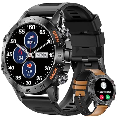 SUNKTA Military Smartwatches for Men,120 Sports Modes Smart Watches with Bluetooth Call (Answer/Dial Calls), 5ATM Waterproof Rugged Tactical Fitness Tracker 1.39''HD Smart Watch for iPhone Android