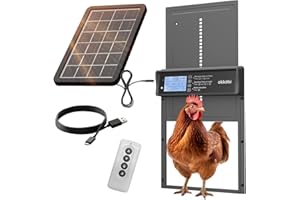 Okkobi Automatic Chicken Coop Door Solar Powered - LCD Display - Chicken Coop Door with Remote Control, Light Sensor & Timer 