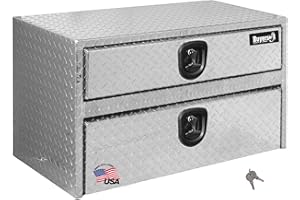 BUYERS PRODUCTS COMPANY Buyers Products 1712205 Diamond Tread Aluminum Underbody Truck Box w/Drawer & 3-Point Compression Latch, 20 x 18 x 36 Inch, Made In The USA, Work Truck Tool Box, Job Box For Storage & Organization