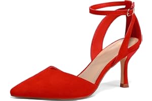 mysoft Women's Pumps Shoes Pointed Toe Kitten Low Heels Stiletto Ankle Strap Closed Toe Wedding Party Dress Sandals