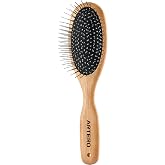 Artero Nova Super Soft Metal Pin Brush for Dogs and Cats, 9.4 x 2.4 in | Flexible Rubber Cushion, 1 in Stainless Steel Wires, Bamboo Handle, For Fine and Long Coats