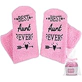 Best Aunt Ever Gifts, New Aunt Gifts from Niece for Birthday, Presents for Her Women Grandma Mother in Law Godmother Auntie Coral Fleece Socks with Cake Cup, Valentine's Day Mothers Day Socks (Pink)
