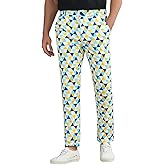 Lars Amadeus Argyle Golf Pants for Men's Argyle Pants Triangle Plaid Pattern Suit Trousers