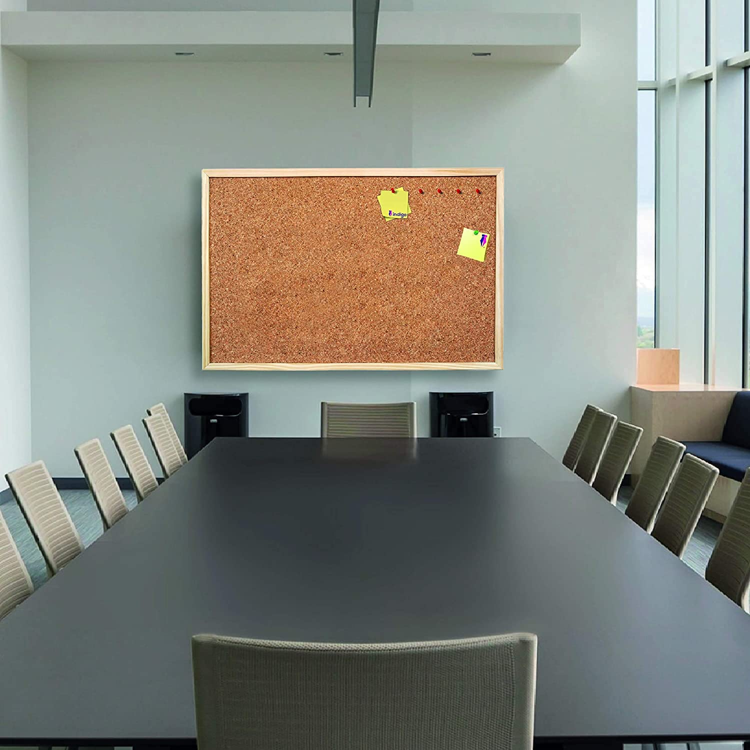 Indigo® Premium Cork Board – 40x30cm Wooden Frame Pin Notice Board – Durable, Self-Healing, Ideal for Home, Office & School Use