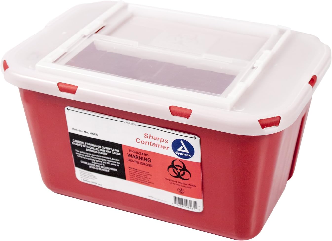 Dynarex Sharps Container - Biohazard Phlebotomy Needle Disposable - Puncture Resistant - One Handed Use - 1 Quart: Health & Personal Care