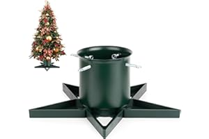 GUUG Real Christmas Tree Stand Base - Live Trees Small Christmas Tree Holder up to 6.5ft Trees for Real Xmas Trees 0.53 Gal Star+ Green