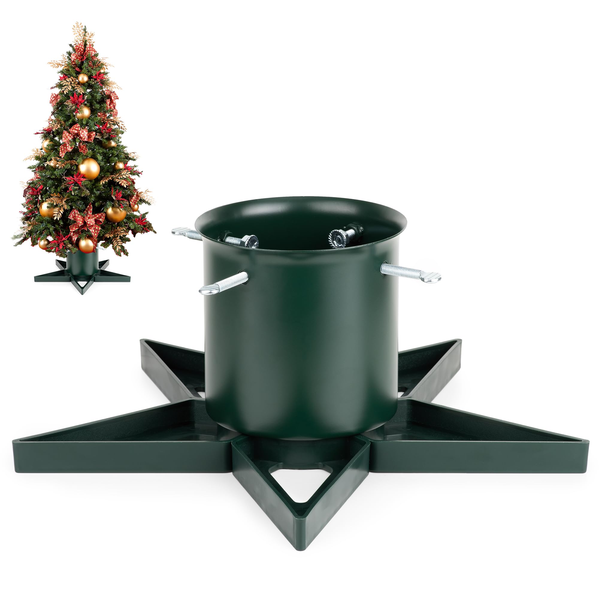 Photo 1 of **MISSING PARTS**
Real Christmas Tree Stand Base - Live Trees Small Christmas Tree Holder up to 6.5ft Trees for Real Xmas Trees 0.53 Gal Star+ Green