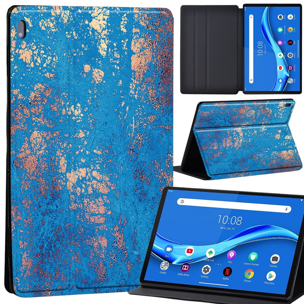 Case For Lenovo Tab M10 FHD Plus 10.3 inch (TB-X606X TB-X606F) Leather Case with Auto Wake-up, Flip Case for Lenovo Tab M10 FHD Plus Cover (blue gold texture)