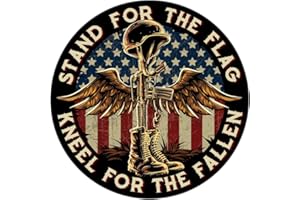 SKULL SOCIETY Battlefield Cross Stand for The Flag Kneel for The Fallen Patriotic - 7 inch Patriotic Decal Sticker for Cars, Trucks, Motorcycles, Boats & Laptops