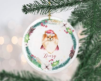 pomeranian christmas ornament