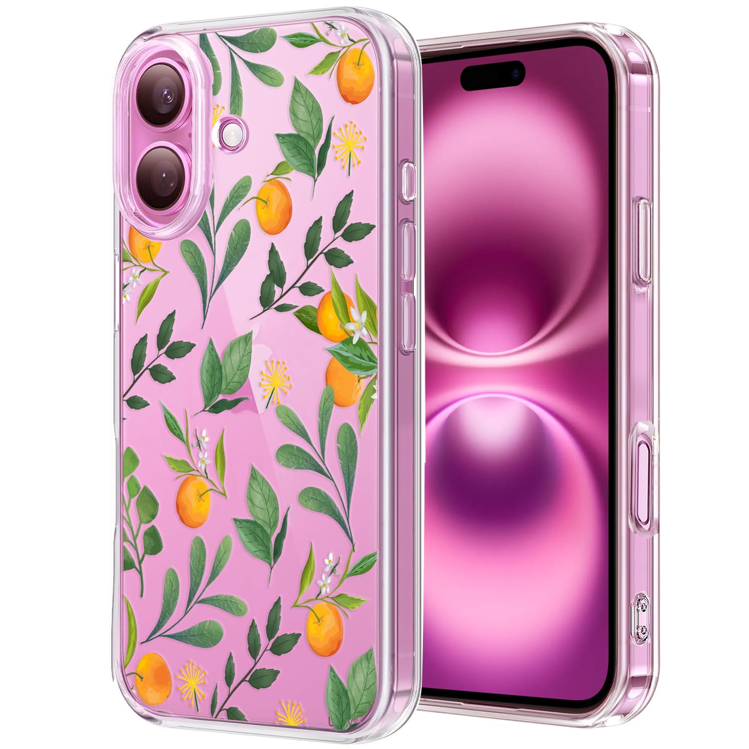 Unov Case Compatible with iPhone 16 Plus Clear with Design Embossed Pattern Soft TPU Bumper Slim Protective (Cirtus Flavors)