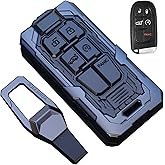 Heavy Metal Key Fob Cover Case Protector for Jeep,with Grand Cherokee Renegade Dodge Durango Challenger Wrangler Patriot Grand Comander Journey Fiat Dart Chrysler 200 300 (Black)
