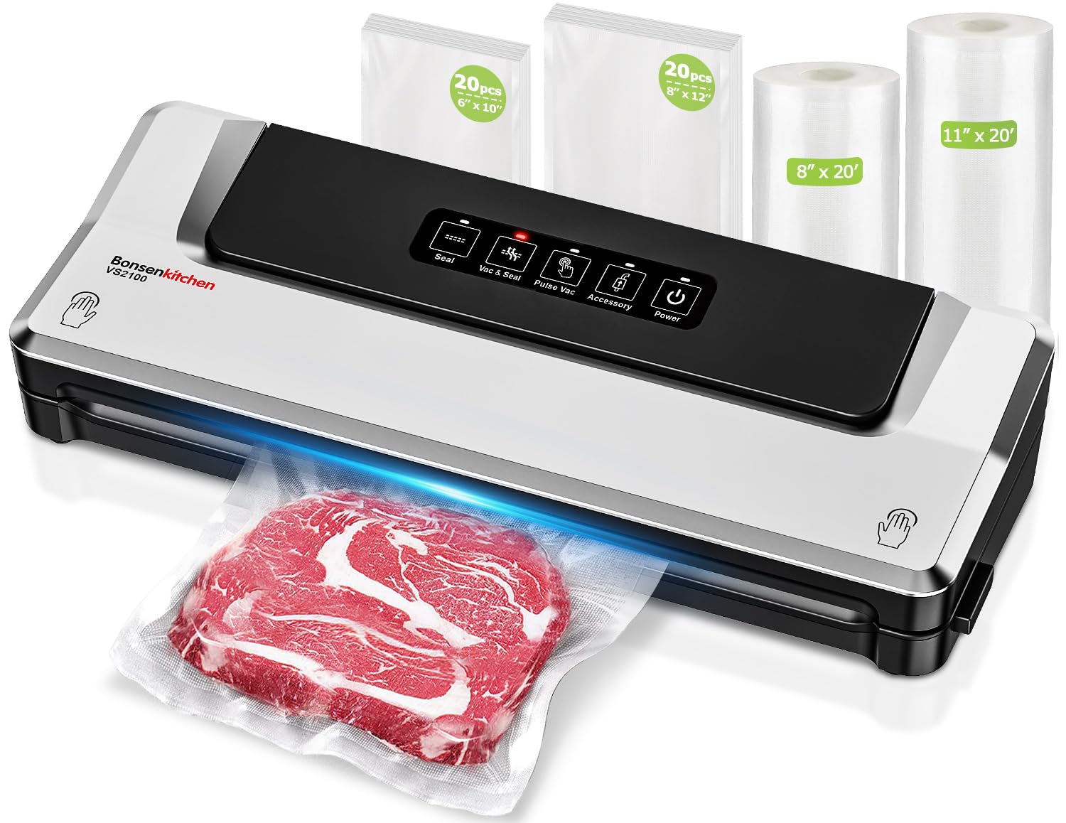 Bonsenkitchen Vacuum Sealer Machine - Compact Food Saver With Easy Handle Lock Design
